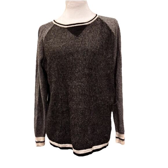 Madewell Women’s Sweater Medium Black White Viscose Wool Alpaca Casual Cozy - Picture 1 of 9